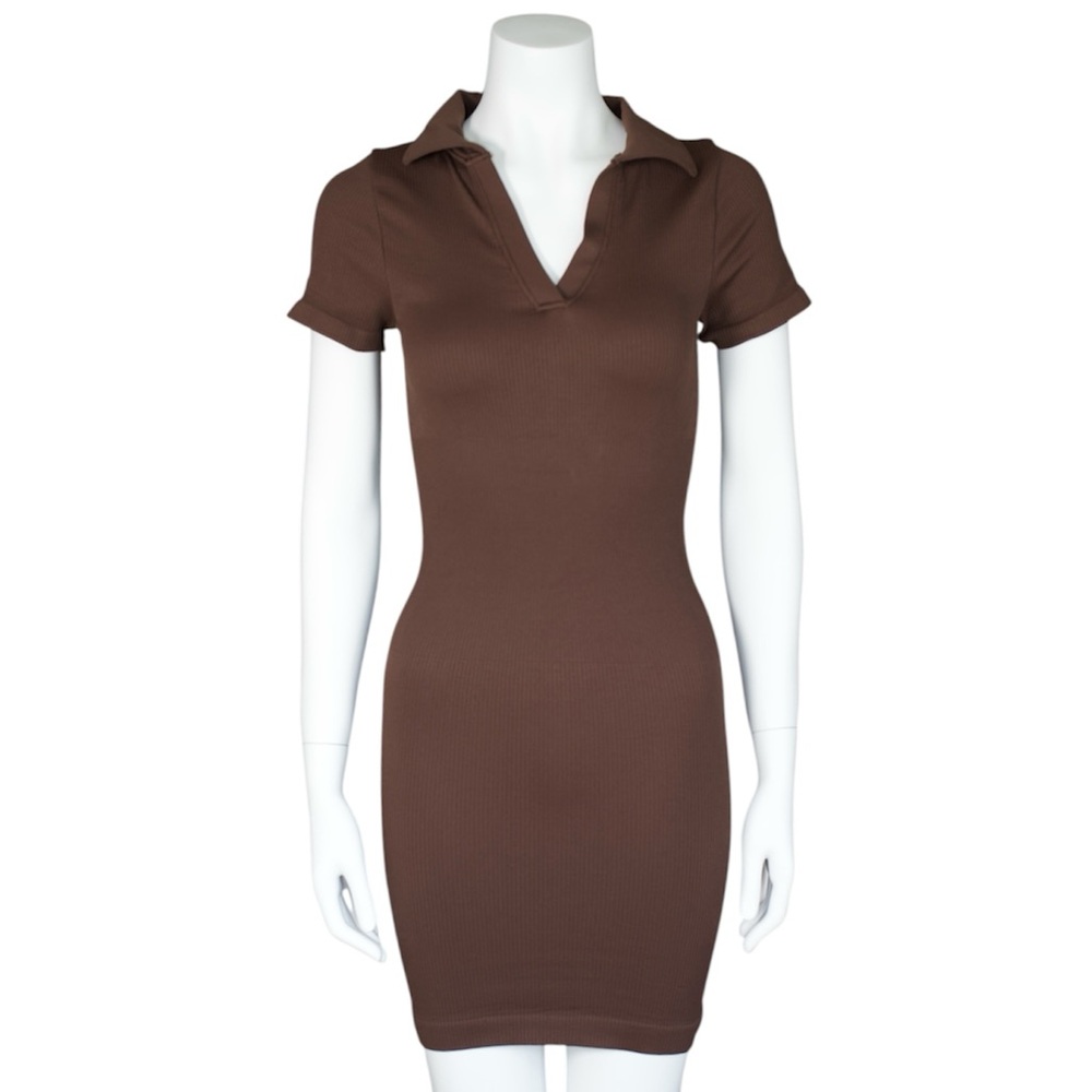 Brown Collared Bodycon Mini Dress Women's‎ Size Small